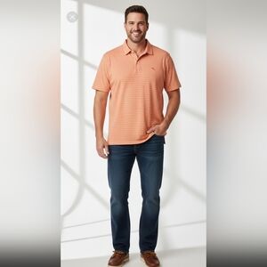 Tommy Bahama Island Zone Supima‎ Polo Shirt 3XL Orange Coral Men's Short Sleeve